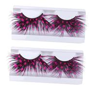 LOORGVEL Ciglia Finte Rosa Extra Lunghe Set 2 Paia Leggere Riutilizzabili Per Trucco Feste Teatro Club Balli