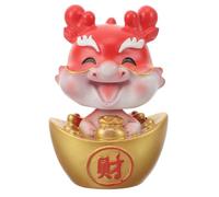 LOORGVEL Decorazione Dragone per Auto e Casa Miniatura Bobblehead Portafortuna Rosso Ornamento Natalizio Interno per Cruscotto Idea Regalo Anno del Drago
