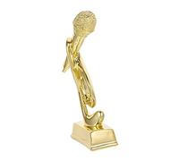 LOORGVEL del microfono dorato musicale arredamento piccolo microfono del premio musicale mini del concorso di canto premio del del microfono resina D'oro