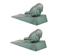 LOORGVEL Fermaporta a Forma di Volatile in Ghisa Verde Chiaro Set da 2 Cunei per Porta Esterna e Interna per Camere da Letto Bagno e Giardino