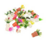 LOORGVEL Mini Bonsai in Resina 28 Pezzi Modelli di Piante in Miniatura per Case delle Bambole Mini Vasi da Fiori Decorativi per Ambienti in Miniatura Accessori per Piante senza