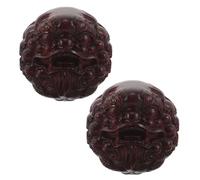 LOORGVEL Palla da Massaggio per Mani in Legno con Intaglio a Forma di Leone, Coppia per Terapia della Forza e Sviluppo Muscolare, Strumento per Anziani e Rilassamento
