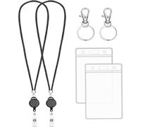 LOORGVEL Porta Badge Custodia Protettiva Rigida Cordino Retrattile Set 2 Pezzi, Copertura per Carte d'Identità e Tessere, Accessorio per Ufficio e Scuola