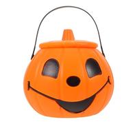 LOORGVEL Secchio Zucca di Halloween in Plastica con Manico e Coperchio Contenitore Leggero e Riutilizzabile per Dolcetti e Snack per Attività Trick--treat
