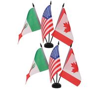 LOORGVEL Set 2 Mini Bandiere da Tavolo Usa Canada Messico con Base Nera in Plastica Bandierine da Scrivania per Ufficio e Riunioni Decorazione Internazionale per Eventi e Conferenze