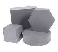 LOORGVEL Set 4 Pezzi Oggetti di Scena per Foto Geometrici in Schiuma Cubi e Forme Cilindriche Grigie Supporto Fotografico per Cosmetici Gioielli e Prodotti Decorazioni per Studio