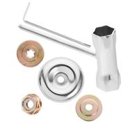 LOORGVEL Set 6 Pezzi Accessori Tosaerba Disco da Taglio in Metallo e Chiave per Macchina Diserbo, Ricambi Resistenti in Ferro per Terreni Irrigui e Asciutti, Strumenti per Giardinaggio