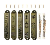 LOORGVEL Set da 5 Oggetti Sacri Religiosi Mezuzah in Metallo Vintage retrò, Decorazione Pratica per Casa e Ufficio Stile Religioso Ebraico Autentico
