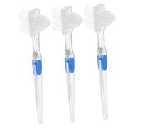 LOORGVEL Spazzolino Doppia Faccia e Piccola Angolata 3 Pezzi per Dentiera Testa Grande Multi-tufted Setole in Nylon e Plastica Rimuove Residui Alimentari e Mantiene Finitura Originale