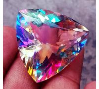 Loose Gemma Arcobaleno Mystic Quarzo 40 A 45 Cts Cubico Forma Certificato
