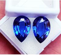 Loose Gemma Naturale Zaffiro Blu Taglio a Pera 8 A 10 KT Certificato Paio P08