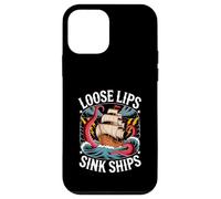 Loose Lips Sink Ships Pirate Octopus Vintage Graphic Custodia per iPhone 12 mini