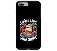Loose Lips Sink Ships Pirate Octopus Vintage Graphic Custodia per iPhone 7 Plus/8 Plus