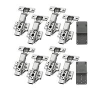 LOOTICH 95 Grado Clip-on Regolazione a 3-Way Mezza Battuta Esterna Cerniere 35mm con Ammortizzatore per Porte Soft Close Cerniera per Cucina Armadio Porta Ante Mobili Paracolpi Tipo Europeo 8 Pezzi