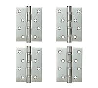 LOOTICH Acciaio Inox Cerniera Pesanti Connettori per Porte Interne Cerniere 102 x 76 mm con Battuta Semplice in Legno o Metallo Fino a 80kg (4 Pezzi)