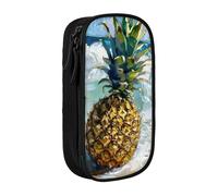 Lootpe Astuccio portamatite con stampa ananas by the see, borsa portaoggetti, grande capacità, astuccio portatile per penne da ufficio con cerniera