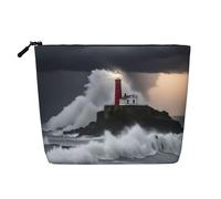 lootpe Borsa cosmetica di viaggio della stampa del faro nella tempesta, borse cosmetiche di grande capacità per le donne, borsa cosmetica portatile, borsa da toilette