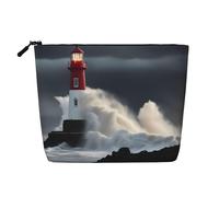 lootpe Borsa cosmetica di viaggio della stampa del faro nella tempesta, borse cosmetiche di grande capacità per le donne, borsa cosmetica portatile, borsa da toilette