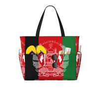 lootpe Borsa da spiaggia estiva con stampa bandiera dell'Afghanistan, grande borsa da spiaggia pieghevole, borsa da viaggio, borse quotidiane per palestra