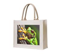 lootpe Borsa da viaggio in tela con stampa di ranocchia, borsa regalo personalizzata, borsa da viaggio in tela, borse per la spesa, regalo per donne e mamme