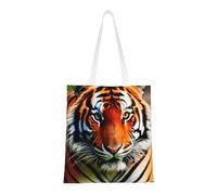 lootpe Borsa di tela estetica della tela della stampa del modello arancione delle strisce della tigre, borsa di totalizzatore leggera, borse della spesa riutilizzabili, per la palestra di shopping