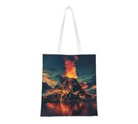 lootpe Borsa di totalizzatore estetica della tela della stampa del vulcano, borsa di totalizzatore leggera, borse della spesa riutilizzabili, per il lavoro della palestra di shopping