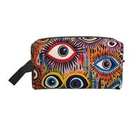 Lootpe Borsa di trucco della stampa degli occhi, sacchetto portatile di trucco di viaggio, organizzatore di articoli da toeletta, grande borsa di trucco per le donne