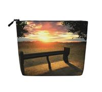 lootpe Borsa di trucco di viaggio della stampa del tramonto della panchina solitaria, borse cosmetiche di grande capacità per le donne, borsa cosmetica portatile, borsa da toilette
