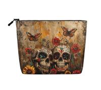 lootpe Borsa di trucco di viaggio della stampa della farfalla dei teschi dello zucchero, borse cosmetiche di grande capacità per le donne, borsa cosmetica portatile, borsa da toilette