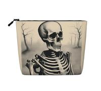 lootpe Borsa interessante di trucco di viaggio della stampa dello scheletro, borse cosmetiche di grande capacità per le donne, borsa cosmetica portatile, borsa da toilette