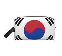 Lootpe Borsa per il trucco con stampa bandiera della Repubblica della Corea, borsa portatile da viaggio per trucco, organizer per articoli da toeletta, grande borsa per il trucco per le donne