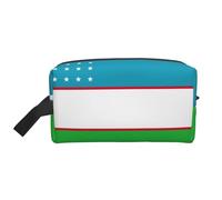 Lootpe Borsa per il trucco con stampa bandiera della Repubblica dell'Uzbekistan, borsa da viaggio portatile per trucchi, organizer per articoli da toeletta, grande borsa per il trucco per le donne