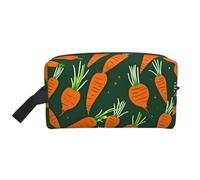 Lootpe Borsa per il trucco con stampa di carote felici, borsa portatile da viaggio, organizer per articoli da toeletta, borsa grande per il trucco da donna