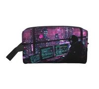 Lootpe Borsa per il trucco con stampa di Hacker Era, borsa da viaggio portatile, organizer per articoli da toeletta, grande borsa per il trucco da donna