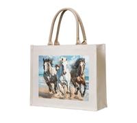 lootpe Borsa tote con stampa artistica con cavalli che corrono, borsa regalo personalizzata, borsa da viaggio in tela, borsa da spiaggia, borse per la spesa, regalo per donne