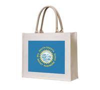 lootpe Borsa tote con stampa bandiera del Sud Dakota, borsa regalo personalizzata, borsa da viaggio in tela da spiaggia, borse per la spesa, regalo per donne e mamme