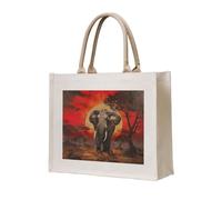 lootpe Borsa tote con stampa di elefanti al tramonto, borsa regalo personalizzata, borsa da viaggio in tela, borsa da spiaggia, borse per la spesa, regalo per donne