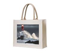 lootpe Borsa tote con stampa faro in tempesta, borsa regalo personalizzata, borsa da viaggio in tela, borse per la spesa, regalo per donne e mamme