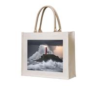 lootpe Borsa tote con stampa faro in tempesta, borsa regalo personalizzata, borsa da viaggio in tela, borse per la spesa, regalo per donne e mamme
