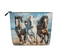 lootpe Cavalli che corrono la borsa di trucco di viaggio della stampa di arte, borse cosmetiche di grande capacità per le donne, borsa cosmetica portatile, borsa da toilette