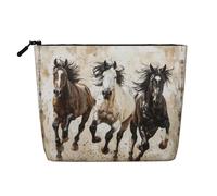 lootpe Cavalli che corrono la borsa di trucco di viaggio della stampa di arte, borse cosmetiche di grande capacità per le donne, borsa cosmetica portatile, borsa da toilette