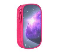Lootpe Custodia per matite con stampa stellata viola con galassia stellata, astuccio per matite di grande capacità, astuccio portatile da ufficio con cerniera