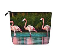 lootpe Due fenicotteri stampa borsa di trucco di viaggio, borse cosmetiche di grande capacità per le donne, borsa cosmetica portatile, borsa da toilette