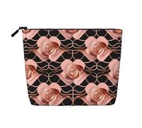 lootpe La borsa cosmetica di viaggio della stampa degli sfondi del modello dell'oro rosa, borse cosmetiche di grande capacità per le donne, borsa cosmetica portatile, borsa da toilette