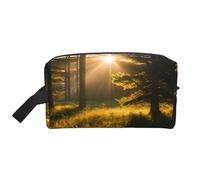 Lootpe Morning Sunlight In Wilderness Borsa per il trucco con stampa, borsa portatile da viaggio, organizer per articoli da toeletta, grande borsa per il trucco da donna