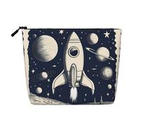 lootpe Razzo nella borsa di trucco di viaggio della stampa dello spazio, borse cosmetiche di grande capacità per le donne, borsa cosmetica portatile, borsa da toilette