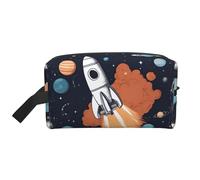 Lootpe Rocket In Space Print Makeup Bag, Portable Travel Makeup Bag, Toiletry Organizer, Large Make Up Bag per le donne