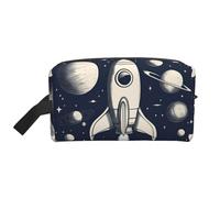 Lootpe Rocket In Space Print Makeup Bag, Portable Travel Makeup Bag, Toiletry Organizer, Large Make Up Bag per le donne
