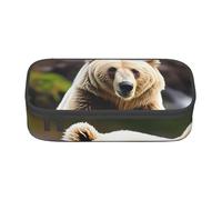 lootpe Sacchetto della matita di grande capacità della stampa dell'orso marrone dell'orso bianco, organizzatore della cancelleria dell'ufficio, borsa portatile della penna per l'ufficio