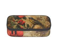 lootpe Sacchetto della matita di grande capacità della stampa di arte dell'uccello e del fiore, organizzatore della cancelleria dell'ufficio, borsa portatile della penna per l'ufficio